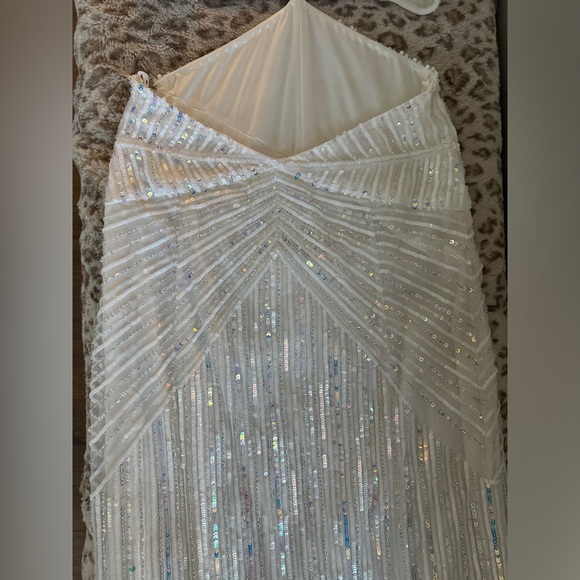 Retrofête Iridescent Sequined Millie Dress Geo White XS - Picture 9 of 11